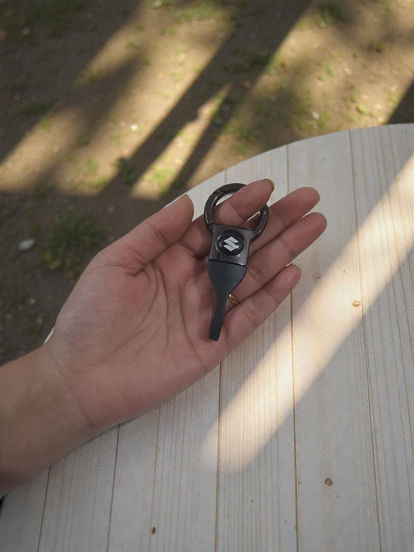 Suzuki Metal Car Keychain with Leather Strap – Premium & Durable Key Holder - Cover Stall