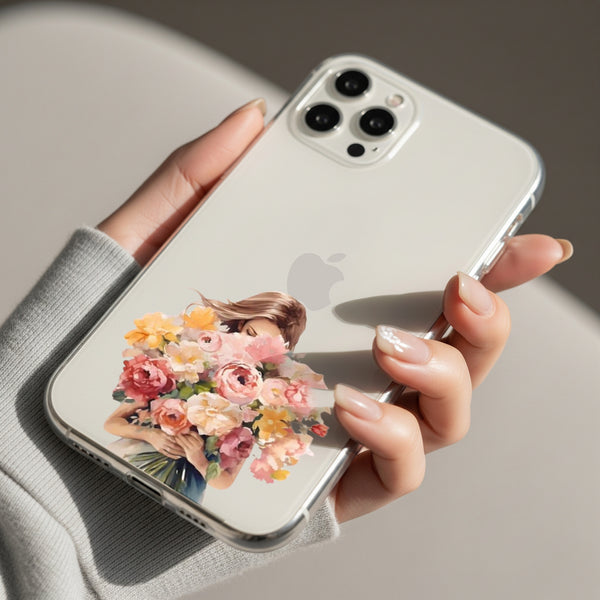Girl with Bouquet Silicon Mobile Case - Cover Stall