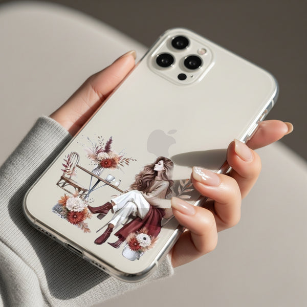 Girl at Café Silicon Mobile Case - Cover Stall