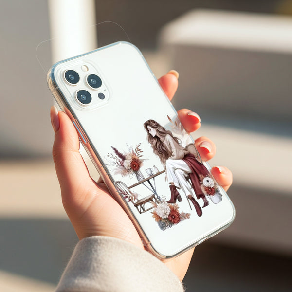 Girl at Café Silicon Mobile Case - Cover Stall
