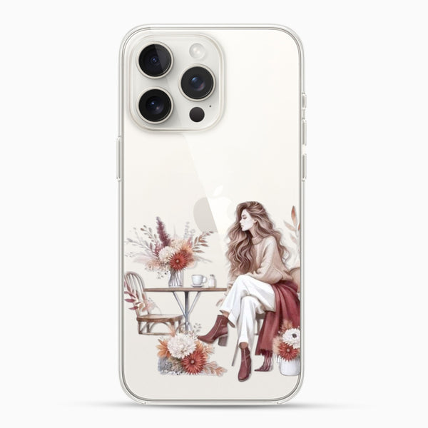 Girl at Café Silicon Mobile Case - Cover Stall