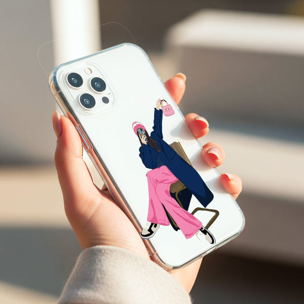 Girl with Pink Outfit Silicon Mobile Case - Cover Stall