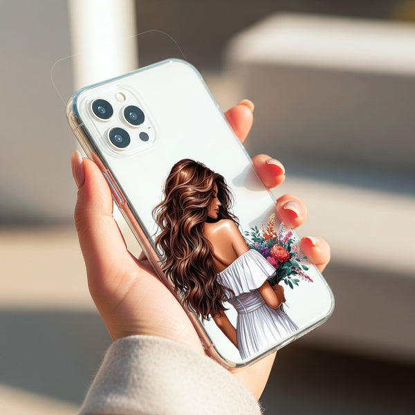 Beautiful Hair - Girl Silicon Phone Case [With Custom Name] - Cover Stall