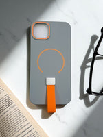Grey MagSafe Soft TPU Case with Orange Finger Grip