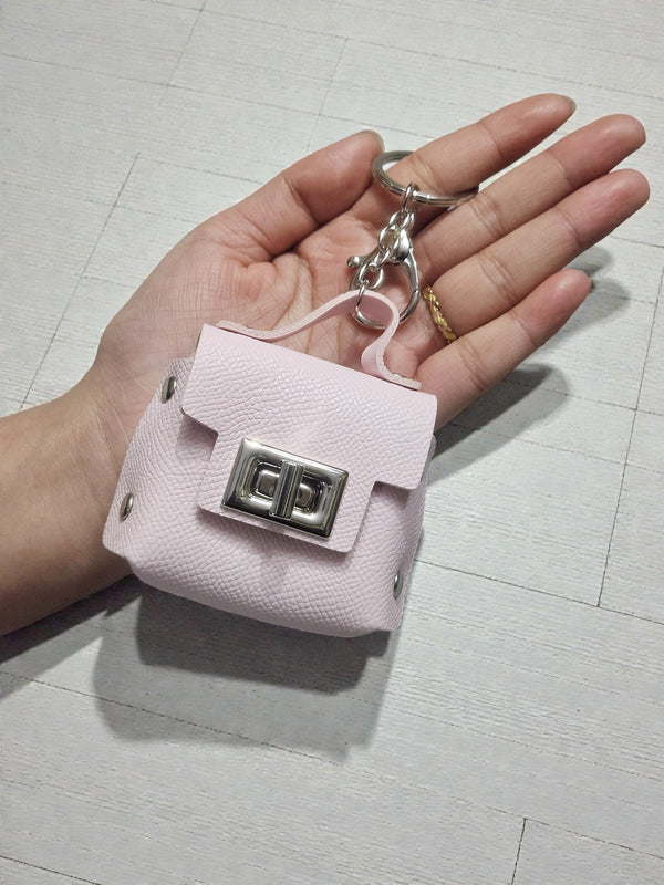 Pastel Pink Mini Bag Keychain – Cute Luxury Key Holder - Cover Stall