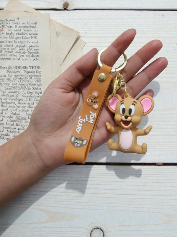 Tom & Jerry Keychain – Brown Silicone Character Charm for Keys & Bags - Cover Stall