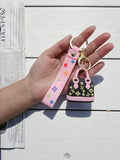 Mini Luxury-Style Handbag Keychain – Pink Silicone Bag Charm for Keys & Bags