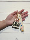 Mini Luxury - Style Handbag Keychain – Cream & Black Silicone Bag Charm - Cover Stall