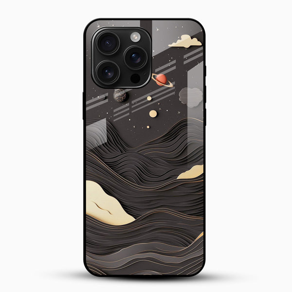 Planets Black Glass Mobile Case - Cover Stall
