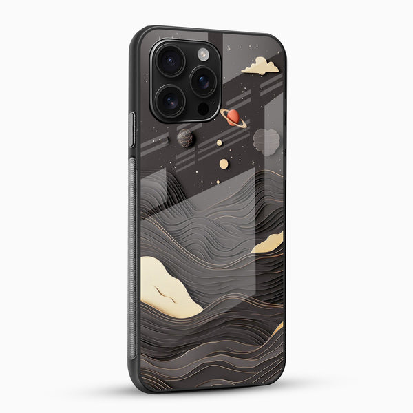 Planets Black Glass Mobile Case - Cover Stall