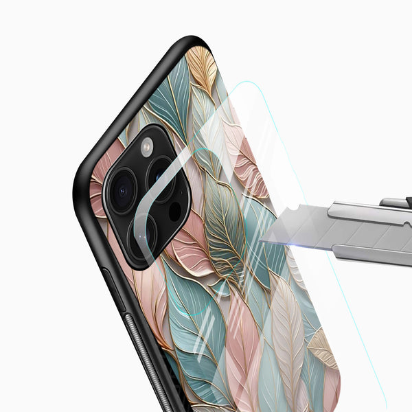 Leaf Pattern Glass Mobile Case - Cover Stall