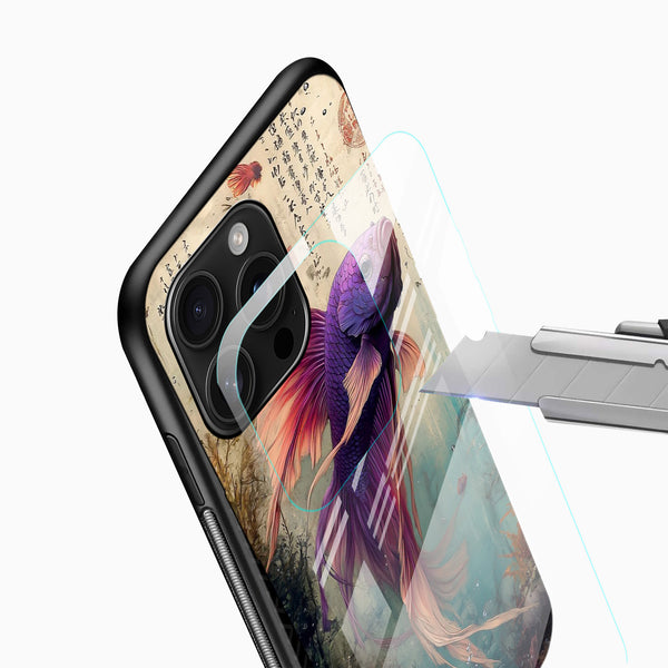 Betta Fish Glass Mobile Cover – Artistic Aqua Design - Cover Stall