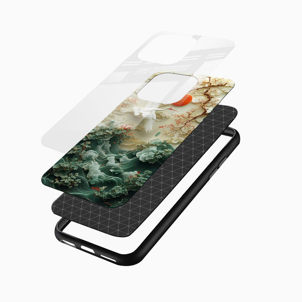 Crane & Waves Glass Mobile Case - Cover Stall