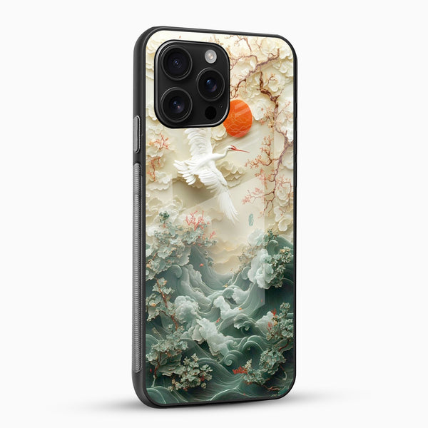 Crane & Waves Glass Mobile Case - Cover Stall