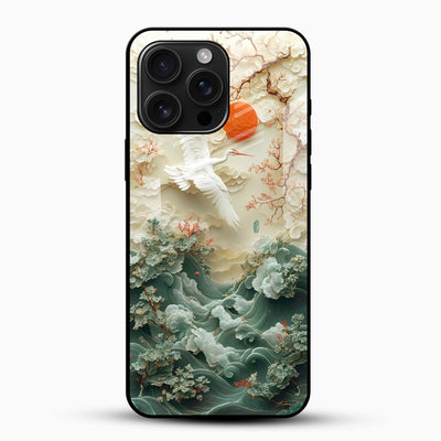 Crane & Waves Glass Mobile Case