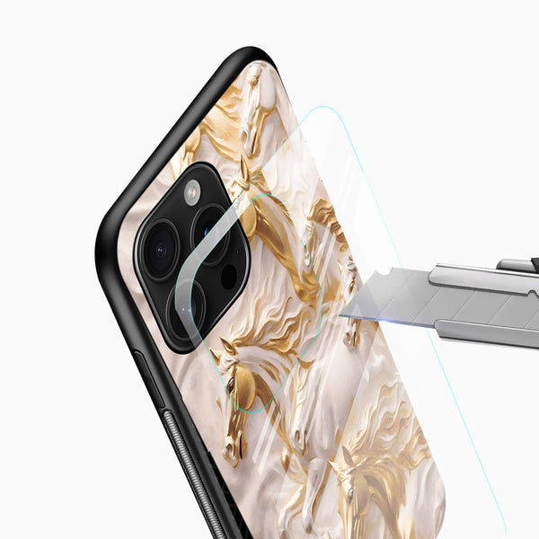 Golden Horses Glass Mobile Case - Cover Stall