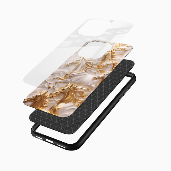 Golden Horses Glass Mobile Case - Cover Stall