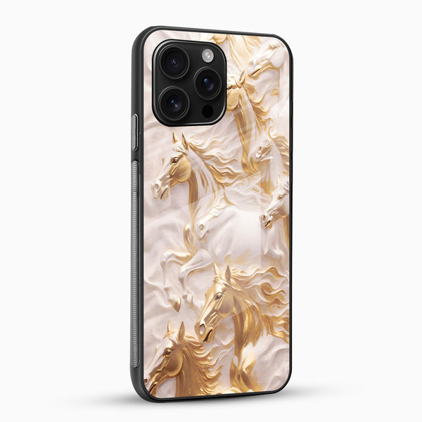 Golden Horses Glass Mobile Case - Cover Stall