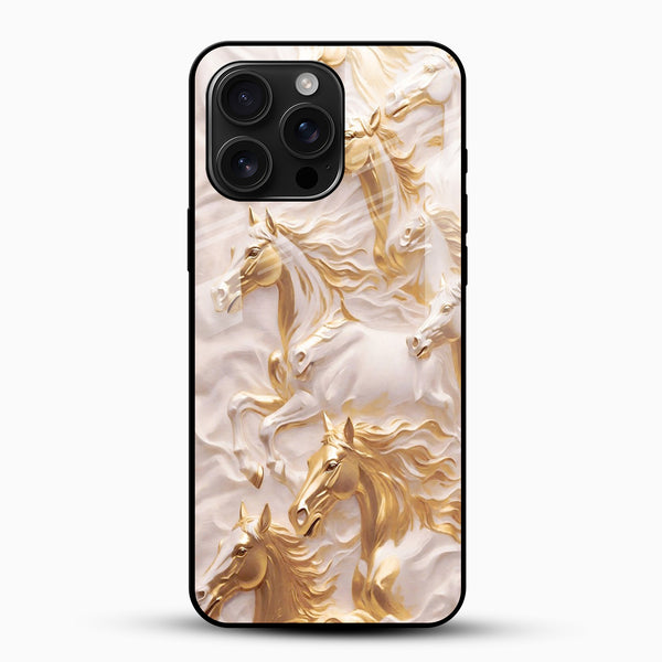 Golden Horses Glass Mobile Case - Cover Stall