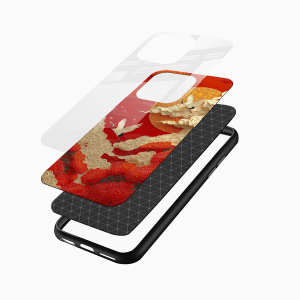 Red Sunset Crane Glass Mobile Case - Cover Stall