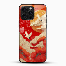 Red Sunset Crane Glass Mobile Case