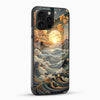 Golden Moon Ocean Waves Glass Mobile Case - Cover Stall