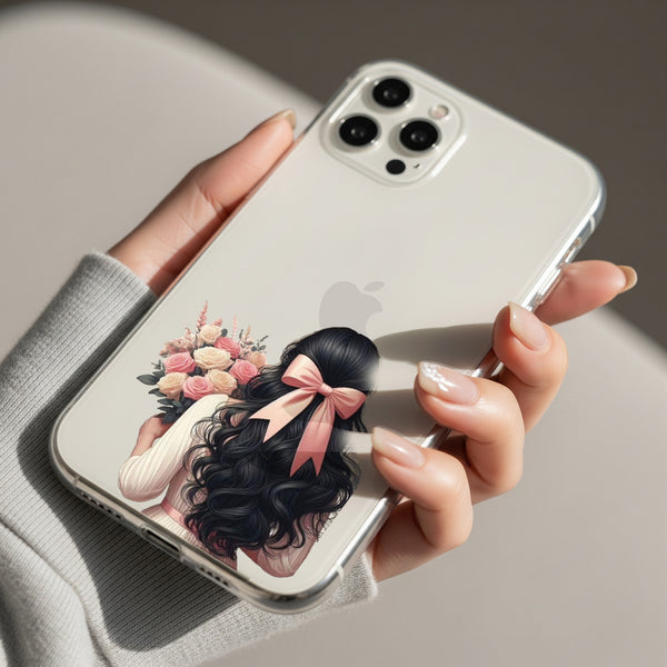 Girl with Bouquet Silicon Mobile Case - Cover Stall