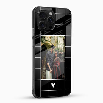 Custom Grid Heart Photo Glass Phone Case