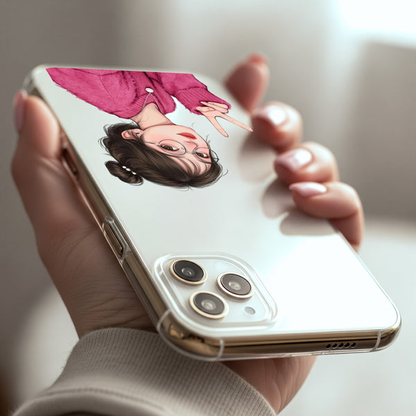 Cute Girl with Glasses Silicon Mobile Case - Cover Stall