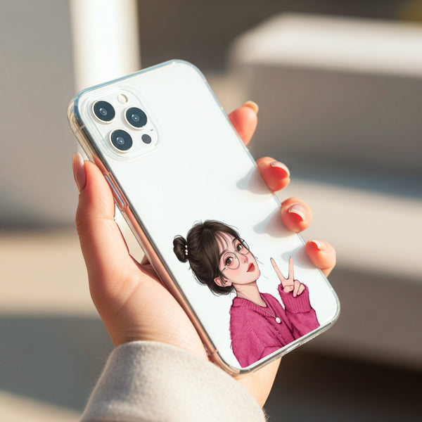 Cute Girl with Glasses Silicon Mobile Case - Cover Stall
