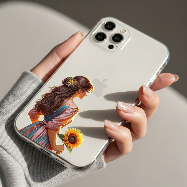 Girl with Sunflower Silicon Mobile Case - Cover Stall
