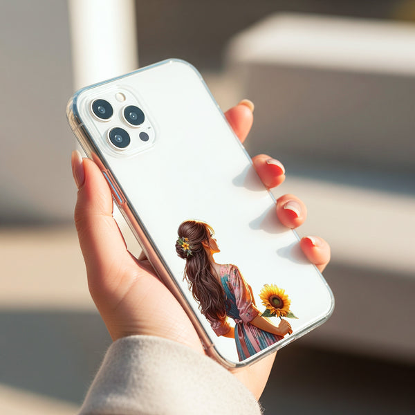 Girl with Sunflower Silicon Mobile Case - Cover Stall