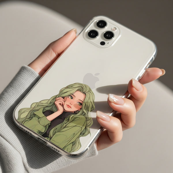 Green Hair Girl Silicon Mobile Case - Cover Stall
