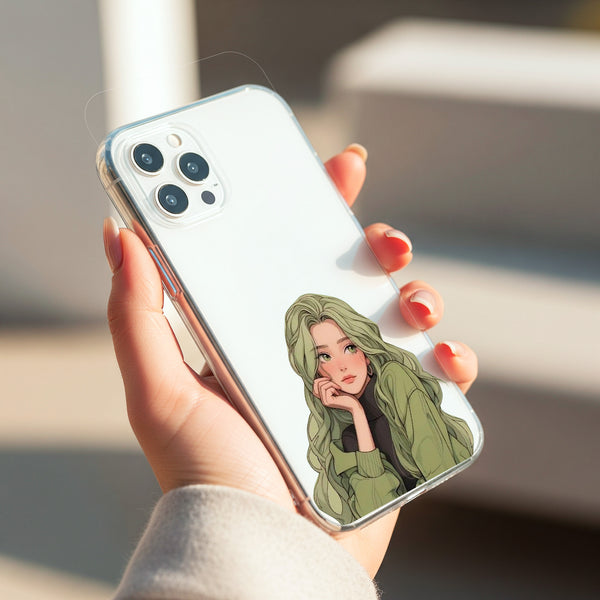 Green Hair Girl Silicon Mobile Case - Cover Stall
