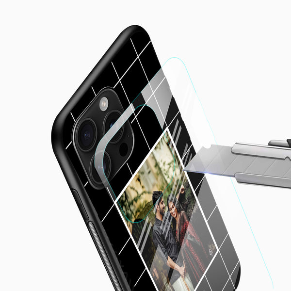 Custom Grid Heart Photo Glass Phone Case - Cover Stall