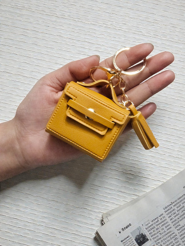 Mini Luxury - Style Handbag Keychain – Mustard Yellow Bag Charm for Keys & Bags - Cover Stall