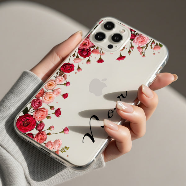 Rose Floral Custom Name Silicon Mobile Case - Cover Stall