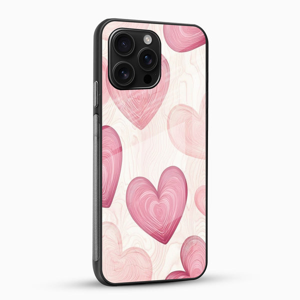 Love Hearts Glass Mobile Case - Cover Stall