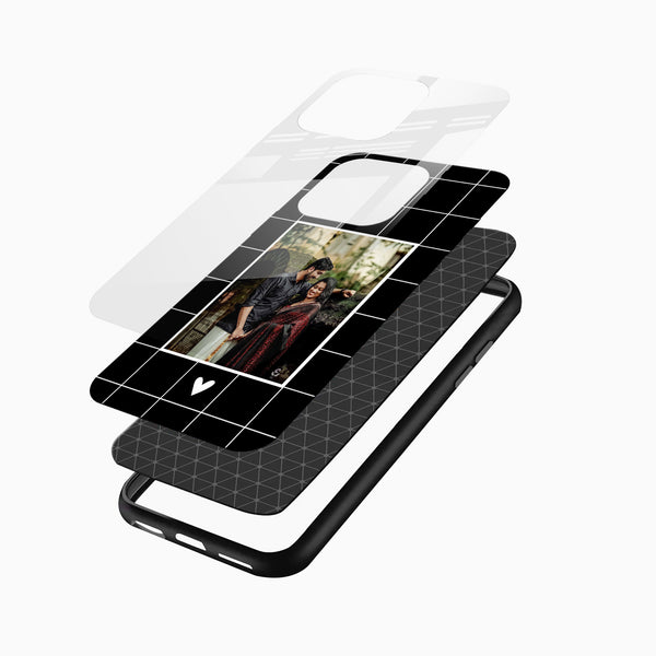 Custom Grid Heart Photo Glass Phone Case - Cover Stall