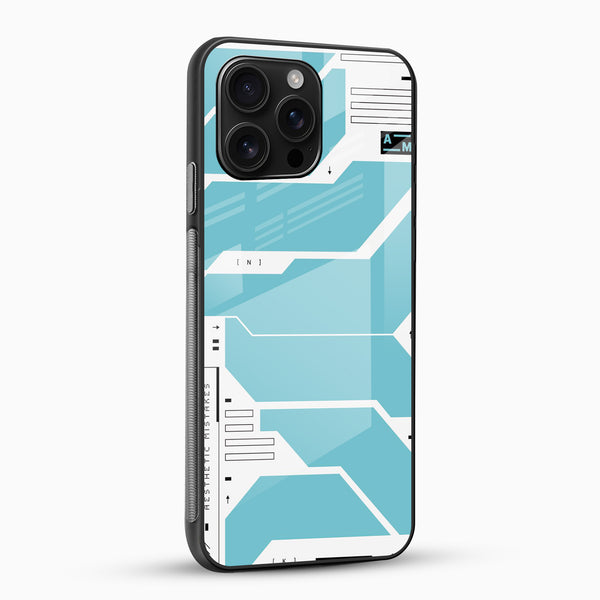 Sky Blue Tech Pattern Glass Mobile Cover – Futuristic - Cover Stall
