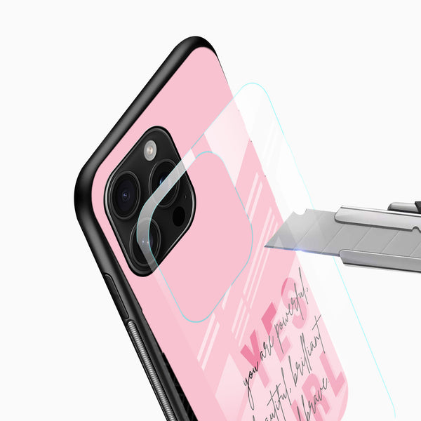 Yes Girl Glass Mobile Cover – Pink Motivational Quote - Cover Stall