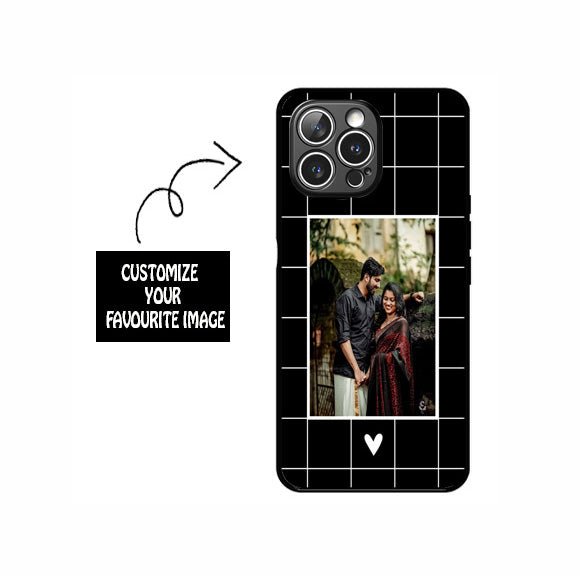 Custom Grid Heart Photo Glass Phone Case - Cover Stall