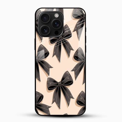 Chic Black Bow Glass Mobile Cover