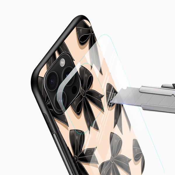 Chic Black Bow Glass Mobile Cover - Cover Stall