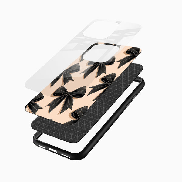 Chic Black Bow Glass Mobile Cover - Cover Stall