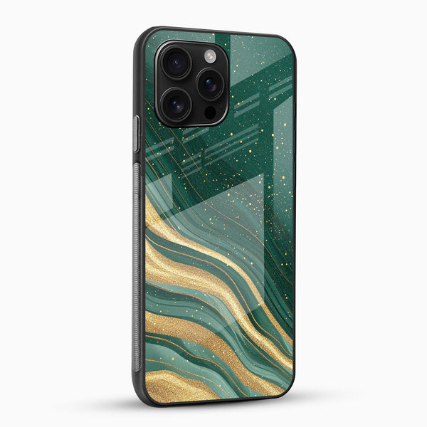 Emerald Green & Gold Marble Glass Mobile Case - Cover Stall