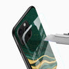 Emerald Green & Gold Marble Glass Mobile Case - Cover Stall