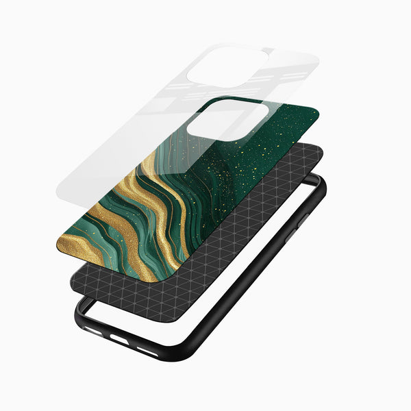Emerald Green & Gold Marble Glass Mobile Case - Cover Stall