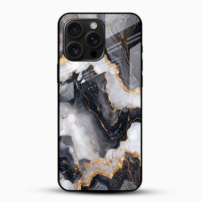 Black Marble Gold Vein Glass Phone Case