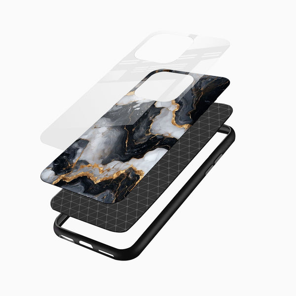 Black Marble Gold Vein Glass Phone Case - Cover Stall